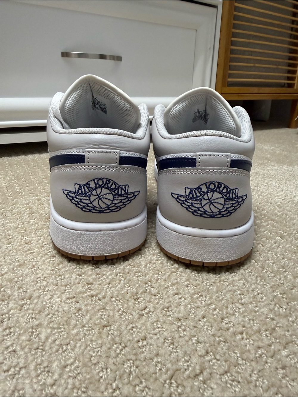 Nike Air Jordan Dunk low Sneakers — White & Light Gray with Navy - Picture 2 of 7